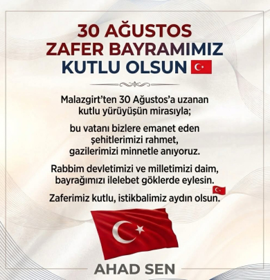 30 Ağustos Zafer Bayramımız Kutlu Olsun